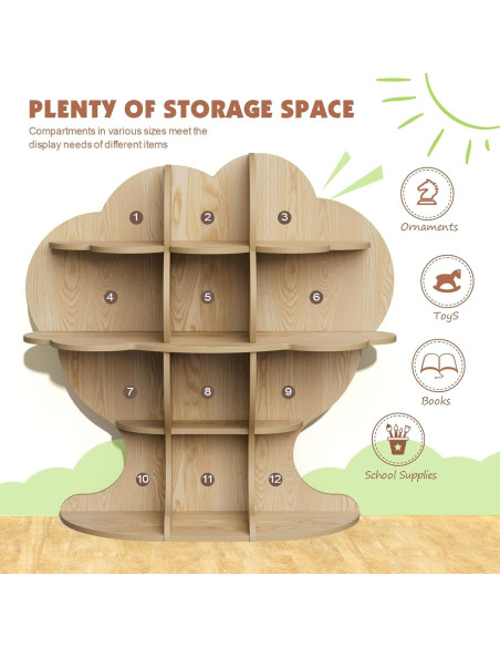 Estantería de Madera Natural HedoAjim para Niños 4 Niveles