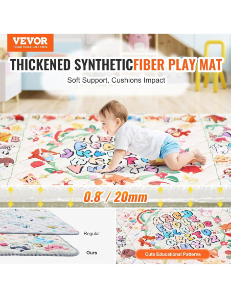 Alfombra de Juego VEVOR para Bebés 1.8x2m Antideslizante