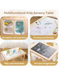 Mesa Sensorial Montessori de Madera IEATFO Ajustable con 3 Tableros 2