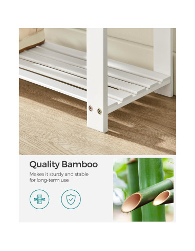 Banco de Zapatos SONGMICS de Bambú 3 Niveles Blanco y Gris