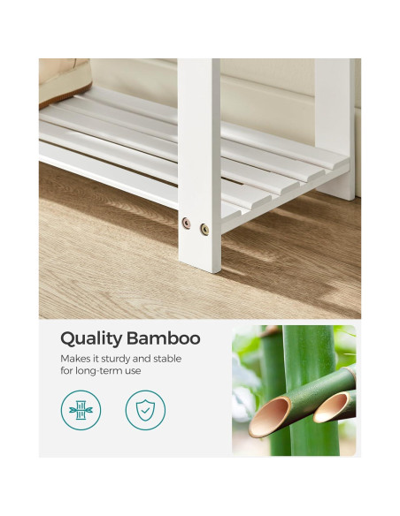 Banco de Zapatos SONGMICS de Bambú 3 Niveles Blanco y Gris