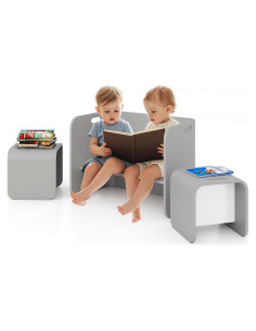 Conjunto de Mesa y Sillas para Niños Costzon - Madera, Gris