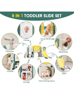Tobogán para Niños Pequeños MOCUTEEN 8 en 1 Verde 2