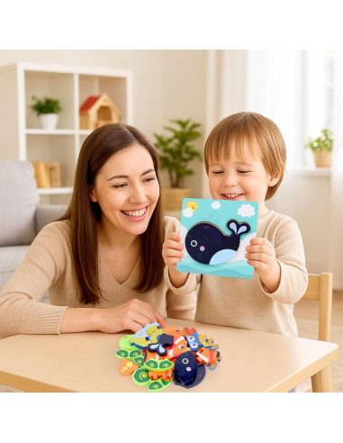 Rompecabezas de Madera Montessori LovesTown Animales Marinos 6 Piezas