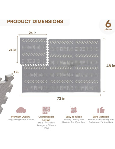 Alfombra de Juego para Bebés Master 182.88x121.92 cm Gris