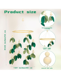 Móvil para Cuna Wenqik Hoja Verde Woodland 55x20 cm 2