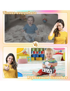 Juguete sensorial Montessori Yeeeasy caja de pañuelos blanco y negro 2