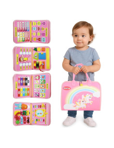 Tablero Ocupado Montessori Rosa - Juguete Sensorial para Niños 3-4 Años