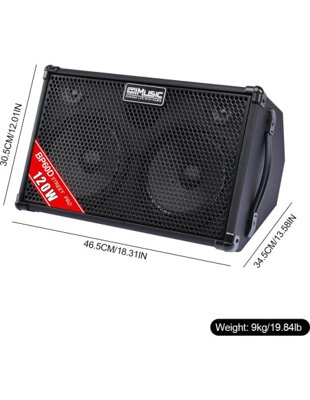 Amplificador Acústico Coolmusic BP60D 120W Bluetooth 7 Entradas
