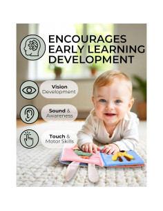 Libro Sensorial Suave Toodly Elefante 15x15 cm para Bebés 2