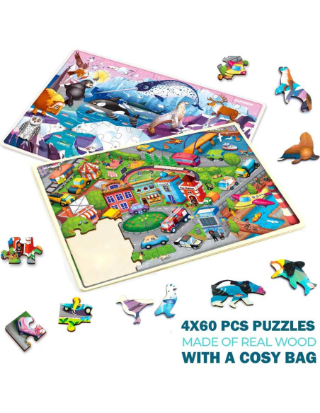 Puzzles de Madera Quokka 4 en 1 para Niños 3-10 Años Puzzles de Madera Quokka 4 en 1 para Niños 3-10 Años