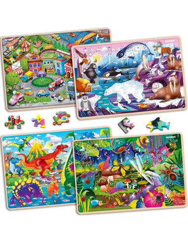 Puzzles de Madera Quokka 4 en 1 para Niños 3-10 Años