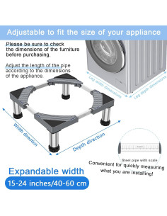 Soporte Ajustable para Mini Nevera GRPOCHE 45-65 cm Gris 2
