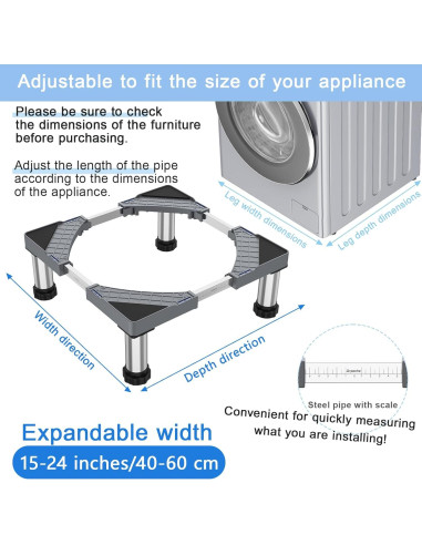 Soporte Ajustable para Mini Nevera GRPOCHE 45-65 cm Gris