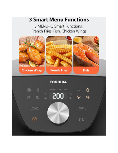 Freidora de Aire Toshiba 5.5QT Heat-Q, 8 Menús, 1500W