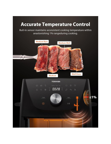 Freidora de Aire Toshiba 5.5QT Heat-Q, 8 Menús, 1500W