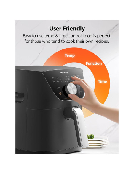 Freidora de Aire Toshiba 5.5QT Heat-Q, 8 Menús, 1500W