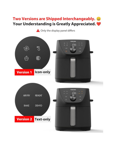 Freidora de Aire Toshiba 5.5QT Heat-Q, 8 Menús, 1500W