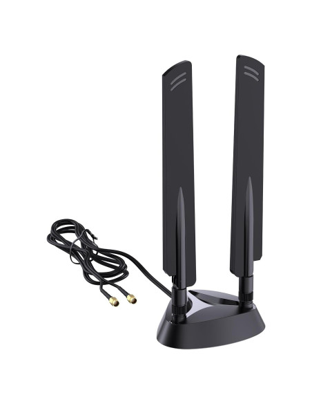 Antena Magnética WiFi 6E QFly RP-SMA 2.4GHz/5GHz/6GHz 5dBi