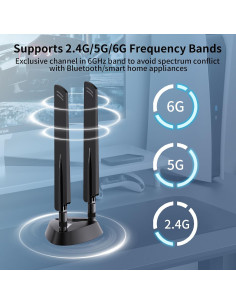 Antena Magnética WiFi 6E QFly RP-SMA 2.4GHz/5GHz/6GHz 5dBi 2
