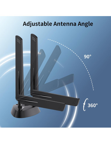 Antena Magnética WiFi 6E QFly RP-SMA 2.4GHz/5GHz/6GHz 5dBi