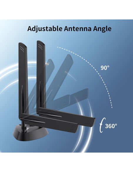 Antena Magnética WiFi 6E QFly RP-SMA 2.4GHz/5GHz/6GHz 5dBi