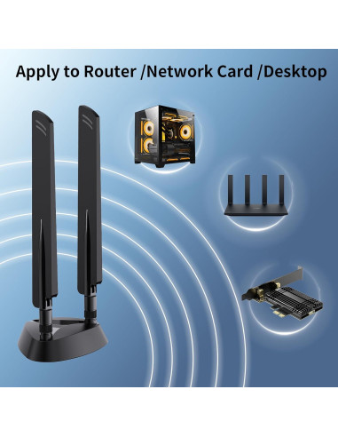 Antena Magnética WiFi 6E QFly RP-SMA 2.4GHz/5GHz/6GHz 5dBi