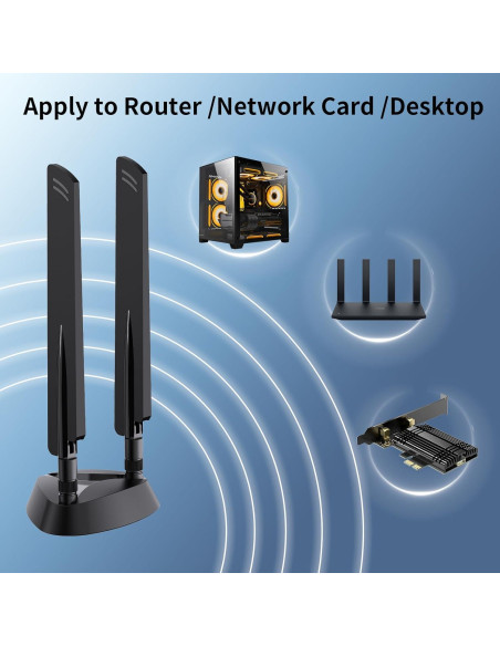 Antena Magnética WiFi 6E QFly RP-SMA 2.4GHz/5GHz/6GHz 5dBi
