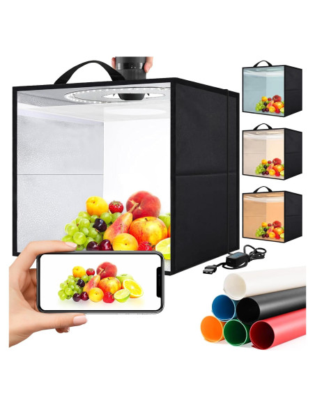 Caja de Luz Fotográfica Heimekite 40x40 cm 120 LED 6 Fondos