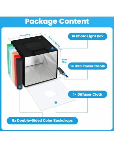 Caja de Luz Fotográfica Heimekite 40x40 cm 120 LED 6 Fondos