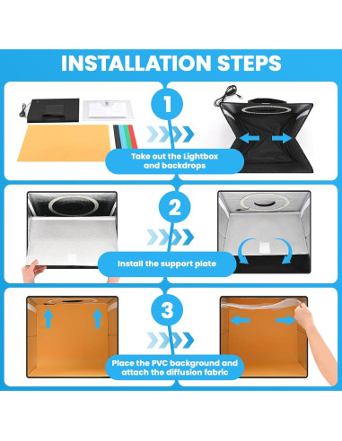 Caja de Luz Fotográfica Heimekite 40x40 cm 120 LED 6 Fondos