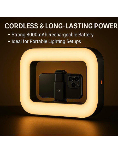 Anillo de Luz LED Inalámbrico ZanaTech Z5 con Batería 8000mAh
