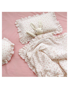 Funda de Almohada Estándar BuLuTu Algodón Muselina Floral Galsang