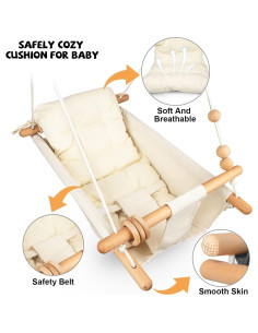 Columpio para Bebés Tislly Crema Ajustable Interior Exterior 2