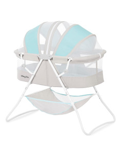 Cuna Portátil Dream On Me Karley Azul y Gris, Ligera y Ajustable