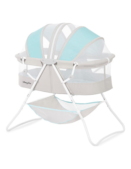 Cuna Portátil Dream On Me Karley Azul y Gris, Ligera y Ajustable