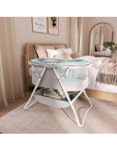 Cuna Portátil Dream On Me Karley Azul y Gris, Ligera y Ajustable 2