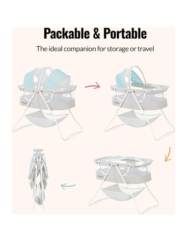 Cuna Portátil Dream On Me Karley Azul y Gris, Ligera y Ajustable