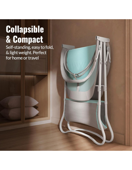 Cuna Portátil Dream On Me Karley Azul y Gris, Ligera y Ajustable