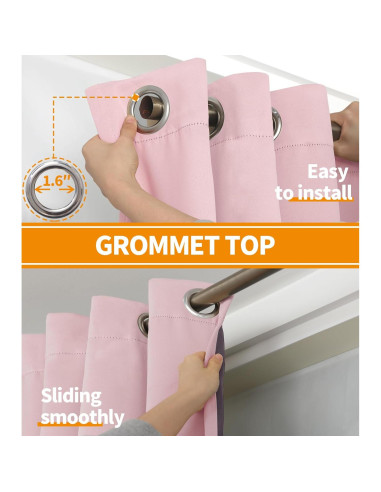 Cortinas Blackout YoungsTex Rosa Bebé 2 Paneles 42x63 cm