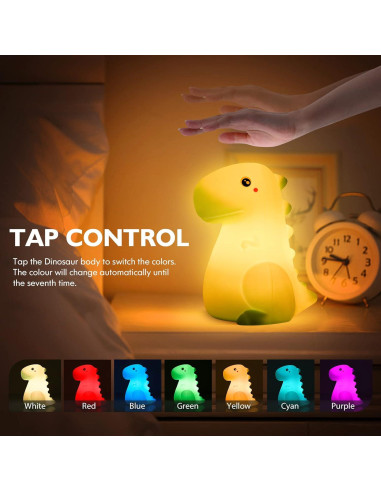 Luz Nocturna LED Dinosaurio SANKEDOU Recargable 7 Colores