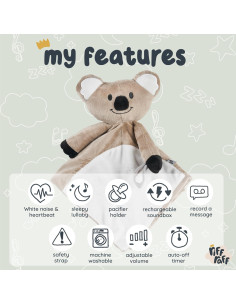 Riff Raff Koala Peluche Musical para Bebé - Ruido Blanco y Cuna 2