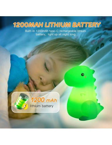 Luz Nocturna LED Dinosaurio SANKEDOU Recargable 7 Colores
