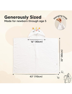 Toalla con Capucha KeaBabies 100% Algodón Grande Unicornio 2