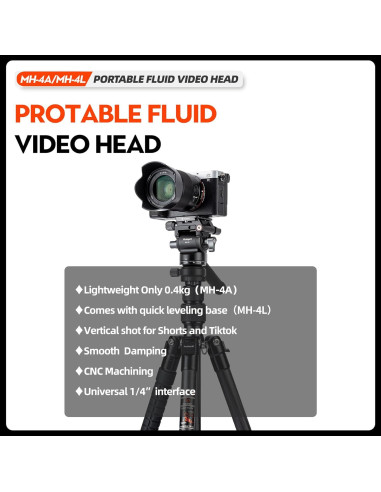 Cabezal de Video Fluido Fotopro MH-4L con Nivelación Rápida 0.46kg
