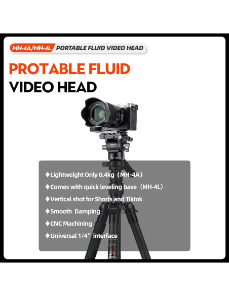 Cabezal de Video Fluido Fotopro MH-4L con Nivelación Rápida 0.46kg Cabezal de Video Fluido Fotopro MH-4L con Nivelación Rápida 0.46kg