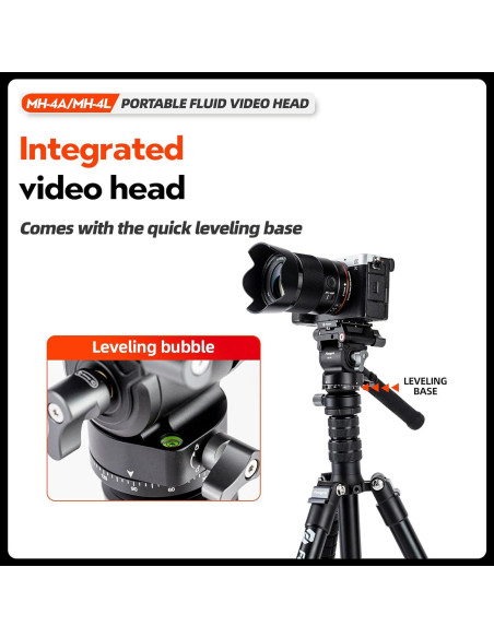 Cabezal de Video Fluido Fotopro MH-4L con Nivelación Rápida 0.46kg Cabezal de Video Fluido Fotopro MH-4L con Nivelación Rápida 0.46kg