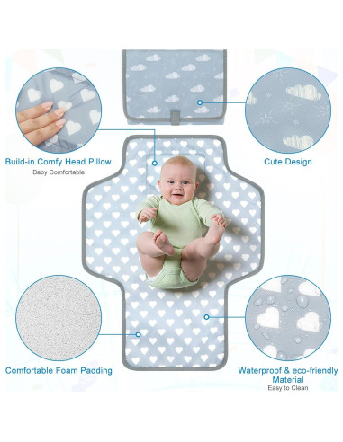 Almohadilla Portátil para Cambiar Pañales Accmor Nube Gris