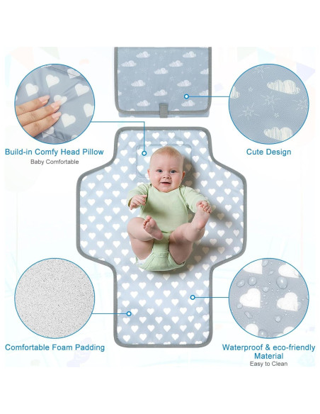 Almohadilla Portátil para Cambiar Pañales Accmor Nube Gris