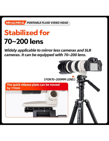 Cabezal de Video Fluido Fotopro MH-4L con Nivelación Rápida 0.46kg